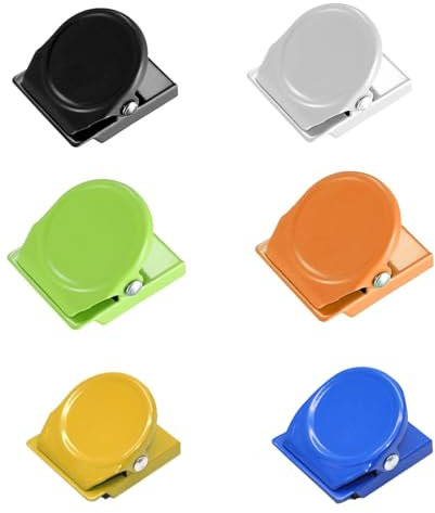 Magnetklammern, Magnetische Clips, Magnete mit Klammer, Magnetclips, Mehrfarbig Magnet Clips Klemmen für Kühlschrank, Whiteboard, Magnettafel, Büro, Zuhause, Küche, Schule, 6 Stücke