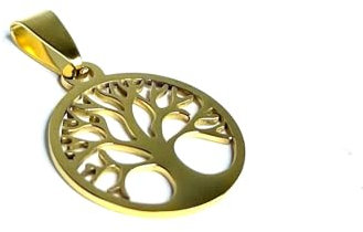 Felicidade Pendentif Arbre de Vie en Acier Inoxydable Doré – Symbole Spirituel de Force, Croissance & Harmonie – Bijou Authentique & Élégant – Accessoire Femme & Homme – Idée Cadeau Symbolique