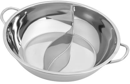 Stainless Steel Doppelgriff Innendurchmesser 34 Cm Hotpot Herd Fondue Hot Pot Wok Mandarinenentopf Kasserolle Suppe Geeignet für Induktionskochfelder, Gas-Kochfelder