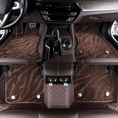 JIANXKILB Fussmatten Auto für KIA Sportage/KX5(QL) 4.Gen 2016 2017 2018 2019 2020 2021, Wasserwellen, Hochwertige, Doppellagige Fußmatten mit Leder Autoteppich Wasserdicht Zubehör,Brown