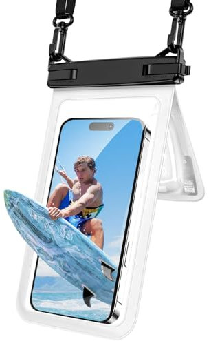 CIGAA wasserdichte Handyhülle, IPX8 Doppelter Unterwasser Handybeutel für iPhone 16 15 14 13 12 11 Pro Max XR XS X SE, Samsung S24 S23 S22 Ultra S21-Telefone unter 8,5 Zoll, weiß