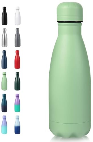 Volhoply 350ml/12oz Small Water Bottle Stainless Steel, BPA Free Insulated Water Bottles, Double Wall Cola Shape Flask, Keeps Cold 24 Hours and Hot 12 Hours for Kids Handbag (Green)