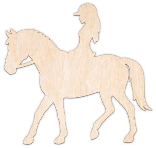 Creative Deco Personalisierte Holzscheiben Anhänger Sperrholz oder MDF | Mädchen auf dem Pferd | 5-100 cm | Holz Wanddeko Kinderzimmer Lasergeschnittene Sperrholzausschnitte für Decoupage zum Bemalen