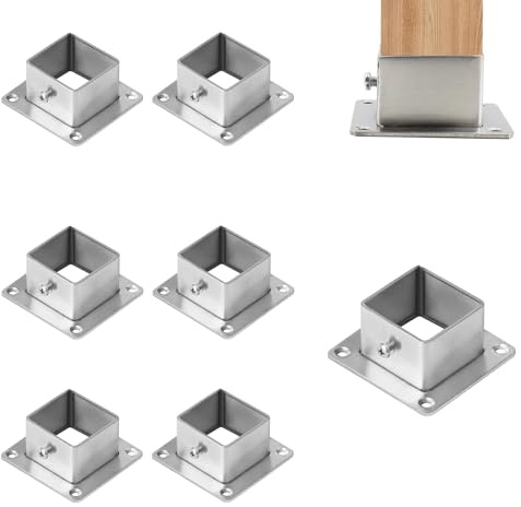 8 pièces Douilles à visser pour poteaux en bois carré de 25 x 25 mm Support de poteau à visser Plaque de sol Ancrage pour clôture, terrasse et balustrade