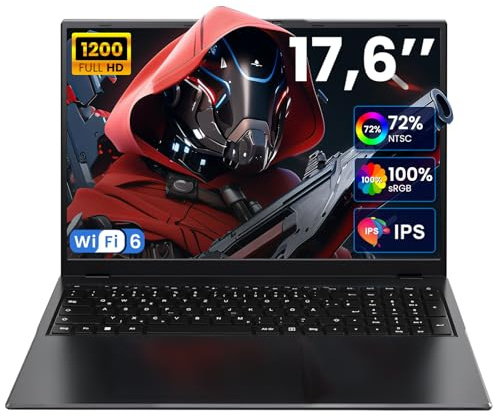 jumper 17,6 Zoll Laptop 16GB RAM 256GB SSD für Unternehmen und Studenten | 100% sRGB FHD Display, 10100Y CPU(bis zu 3,9GHz), Beleuchtetes QWERTZ-Tastatur Notebook Computer, Allgemein Typ-C/HDMI/WiFi6