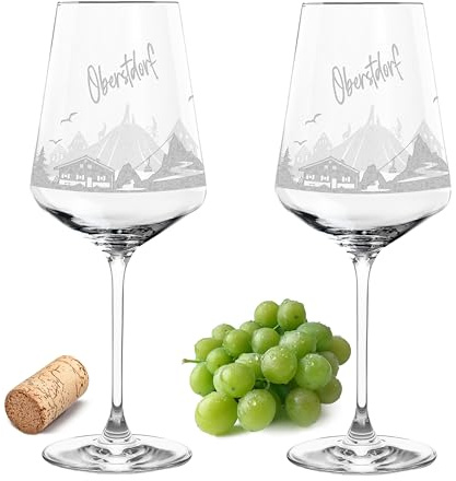 Gravur-Max Weinglas 2er Set 560 ml Skyline „Oberstdorf“ – Leonardo Puccini Glas mit Lasergravur – Hochwertiges, spülmaschinenfestes & stoßfestes Weinglas mit Spruch – Geschenk für Weinliebhaber