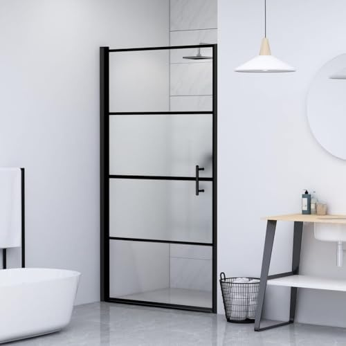 Solivagant Porte de Douche 100x178 cm Verre trempé Demi-dépoli Noir,(24.19 KG)