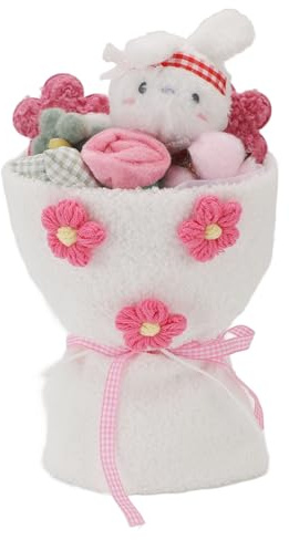 Dioche Figuren-Spielzeug-Blumenstrauß. Niedliches Häschen-Plüschspielzeug-Blumenstrauß-Set, Perfekt Als Geburtstags- und Valentinstagsgeschenk für Mütter, Ehefrauen, Freundinnen und Töchter. (White)