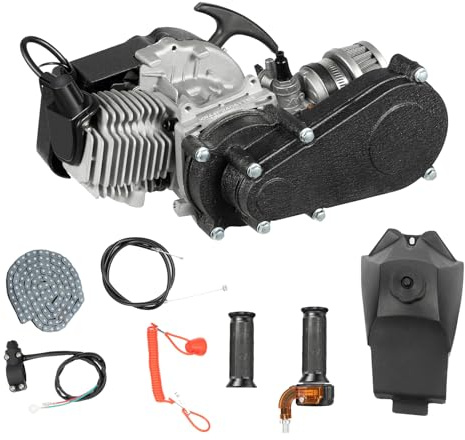 ROGONPDK 49CC 2 Takt Motor, Einzelzylinder Mini Dirtbike Motor, Luftgekühlte 2 Takt Motorradmotoren Pull Start, Mini Benzinmotor, für Mini Dirtbike, Pocketbike, Strandbike, ATV oder Roller