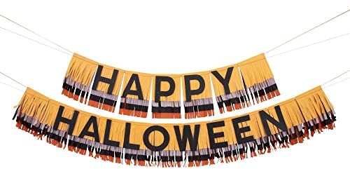 Meri Meri Happy Halloween Girlande mit Fransen, Orange und Schwarz