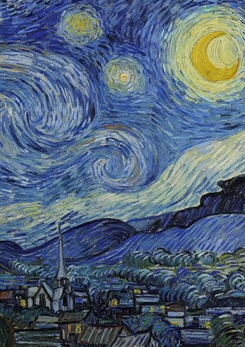Notizbuch A4 kariert - 100 Seiten Soft Cover - van Gogh Sternennacht - FSC Papier: Notebook A4 Karo - 90g/m² kariertes Papier
