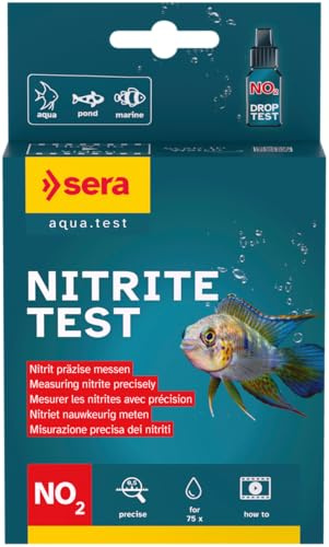 sera Nitrite Test | Wassertest Aquarium & Teich | Zuverlässige NO2‑Messung zur Vermeidung des gefährlichen Nitrit‑Peaks | Ideal für Neueinrichtung & laufende Becken | Komplett‑Set | ca. 75 Messungen