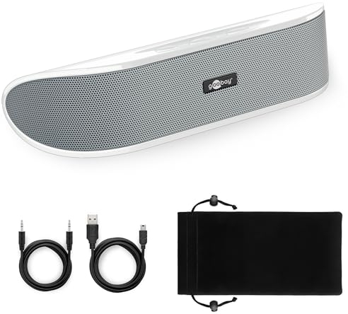 Goobay 95122 Stereo Lautsprecher 6W für TV, PC, Handy, Mac & Laptop USB Soundbar 2x 3W, Soundsystem mit digitalem Verstärker & Subwoofer Membran, Weiß