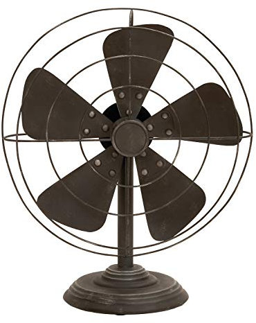 Deco 79 Metal Fan Decorative Sculpture Home Decor Statue, Accent Figurine 15 x 8 x 18, Black