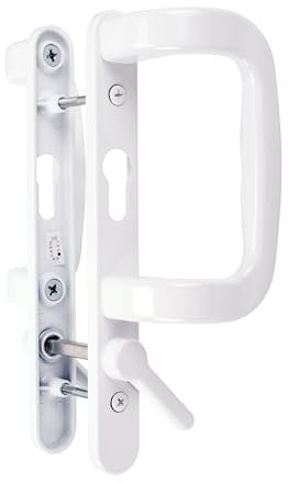 Trojan Sparta 90mm (PZ) Fuhr White Sliding Patio Door Handles with Inline Locking Lever, and Powder Coated Durable Finish.