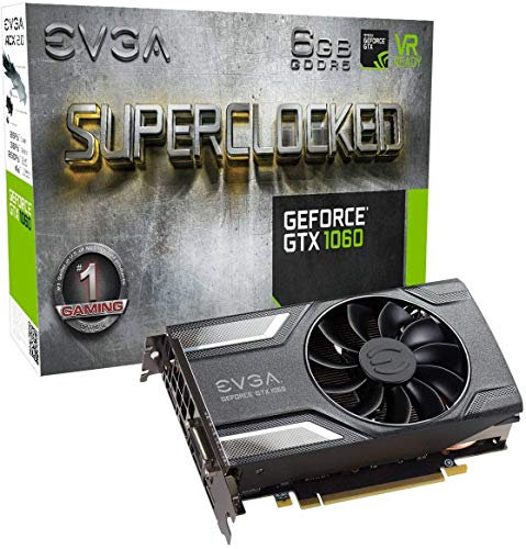 EVGA GeForce GTX 1060 SC GAMING, ACX 2.0 (Single Fan), 6GB GDDR5, DX12 OSD Support (PXOC), Carte Graphique 06G-P4-6163-KR