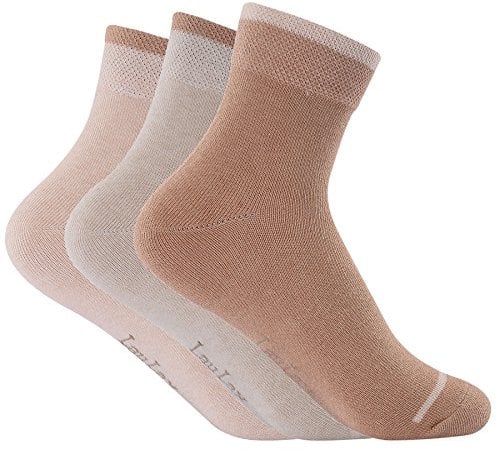 Laulax Ladies 3 Pairs Naturally Colored Organic Cotton Socks, Gift Set, Size UK 3-7 / Europe 36-40, Beige, Light Brown, Cream, Gift box