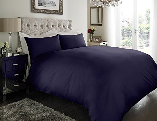 Sapphire Collection 100% Egyptian Cotton 200 Thread Count Duvet Cover With Pillow Case Bedding Set (Navy, King)