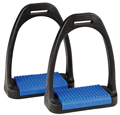 Korsteel Polymer Stirrup Irons with Coloured Treads, Blue, 4.75
