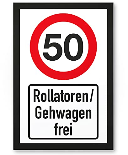 DankeDir! 50 Jahre Rollatoren Gehwagen frei Schild - Geschenk 50. Geburtstag Geschenkidee Geburtstagsgeschenk Fünzigsten Geburtstagsdeko Partydeko Party Zubehör Geburtstagskarte