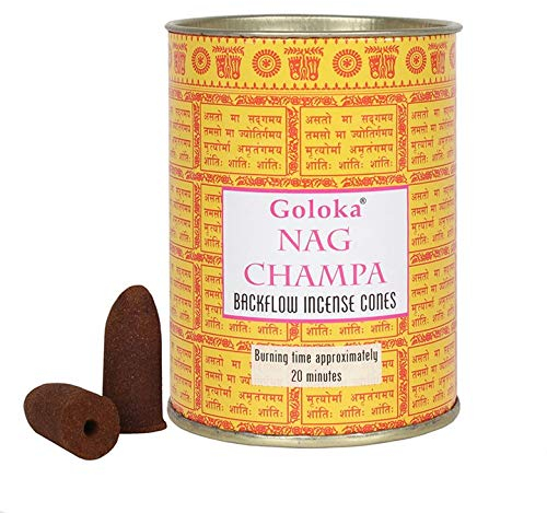 Goloka Nag Champa Räucherkegel - 24 Kegel, 1 Dose