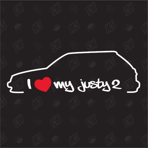 I Love My Justy 2. Generation Silouette - Sticker für Subaru BJ 1989-1995