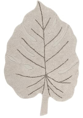 Lorena Canals Maschinenwaschbarer Teppich Monstera Natural 100% natürliche Baumwolle Base: recycelte Baumwolle -Natural, Braun- 120x180cm