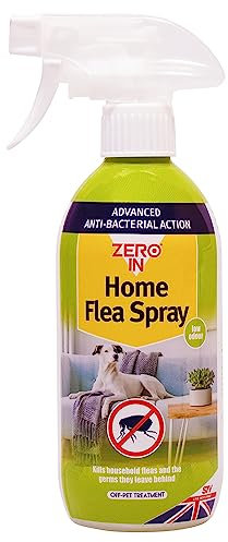 Zero In Antibacterial Home Flea Spray - 500 ml. Off-Pet Treatment Controls Fleas and Larvae in the Home and Kills Germs. Prevents Reinfestations. Ready-To-Use. Treats Carpets and Soft Furnishings