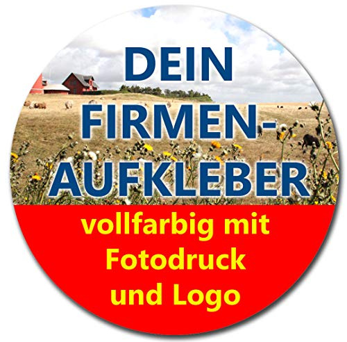 100 Aufkleber RUND 5 cm Firmenaufkleber von Ihrer Datei mit Logo Firmenlogo