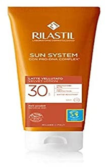 Rilastil Sun System Latte Vellutato, Emulsione Fluida dalla Texture Vellutata per Pelli Sensibili, Resistente all'Acqua, SPF 30, 200ml