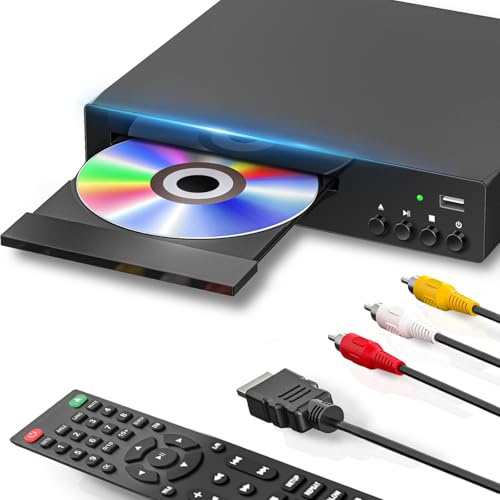 Lettore DVD Region Free per Smart TV 1080P HDMI lettore DVD con ingresso USB, lettori CD DVD compatti supporta PAL/NTSC, cavo HDMI e AV e telecomando