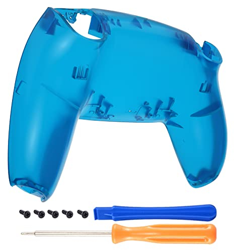 eXtremeRate Clear Blue Custom Back Case Bottom Shell Compatible with PS5 Controller Replacement Back Cover Compatible with PS5 Controller