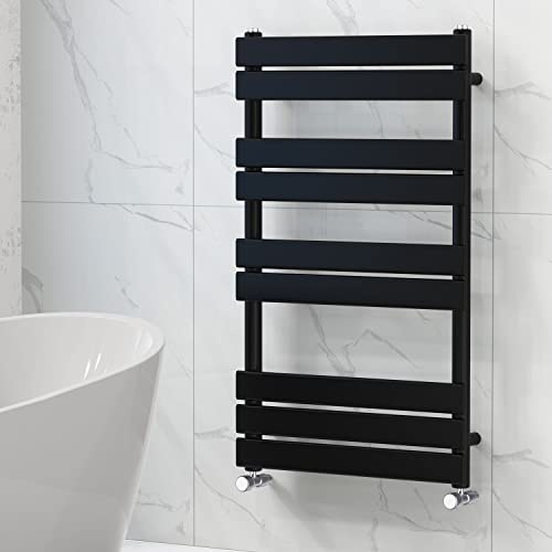 NRG Bathroom Flat Panel Heated Towel Rail Radiator 1000×600mm Black | Central Heating Warmer Ladder, Modern Radiator Wall Mounted, Steel, Radiator Towel Rack, for Bathroom