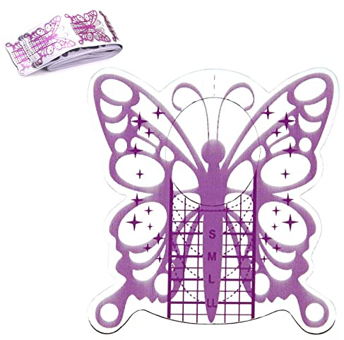 120 Stück Nagel-Schablonen, BUTTERFLY silver purple Schablonen, Modellier-Schablone Selbstklebend für Gel-Nägel