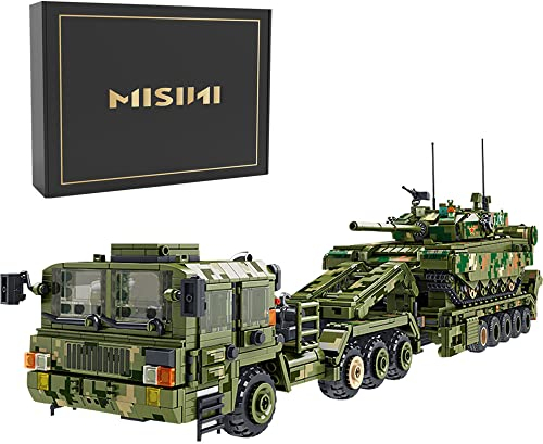 MISINI 688003 99A Panzertransporter-Bausatz, WWII-Militärpanzer-Baukastenset, Panzer-Modellbauset für Erwachsene zum Sammeln und Bauspielzeug für Erwachsene (2784 Teile)