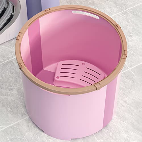 Tragbare, faltbare Badewanne mit Badesitz, japanische Einweichbadewanne für Duschkabinen, Outdoor-Faltbarer Spa-Badewanne für Badezimmer, Familie, Erwachsene, Kinder (rosa, extra groß)