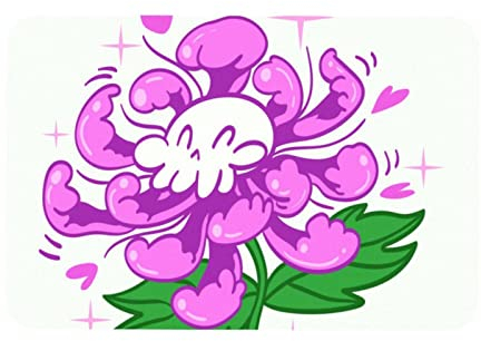 Eslifey Rosa Blume Totenkopf Indoor Fußmatte, rutschfest, saugfähig, Fußmatte, Innenfußmatten, Bereich Teppich für Eingang, maschinenwaschbar, Eingangsteppich Outdoor 20 x 47 cm