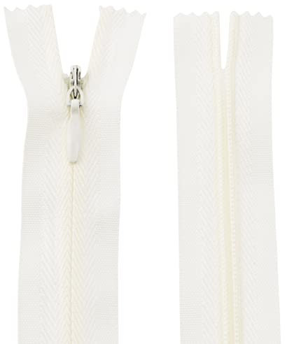 Aerzetix - C61104 - Set di 20 Cerniere Invisibili 60cm - Colore: Latte Bianco - Non separabili con tiretto Palla da Rugby Materia inestensibile - Cerniera Lampo