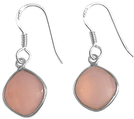 Bijoux et Objets - Orecchini pendenti con quarzo rosa in argento 925 - Dimensioni della pietra 10mm