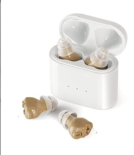 ZTBGY Personal Sound Amplifier Headphones,Mini Fashion Clear Sound Rechargeable Voice Enhancer Device Personal Audio Amplifier,with Intelligent Noise Reduction,3 Pair Soft Silicone Earplugs (Gold)