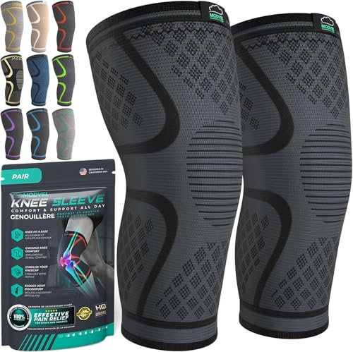 MODVEL Kniebandage Set für Damen und Herren – Stabiler Halt beim Sport, Training, Fitness, Wandern, Alltag – Bequeme, Hautfreundliche, Atmungsaktive Bandage aus Weichem Nylon-Latex-Gewebe, Größe XXXL