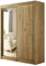 Margaret Hadas24 Kleiderschrank Padwa 150 mit Spiegel, Organizer, Mehrzweckschrank, Schwebetürenschrank, Garderobenschrank, Kleiderstange, Kleiderständer, Flurschrank, Schrank, 2-türig, braun