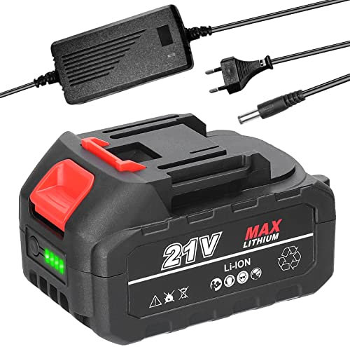 Vislone Batterie au Lithium Rechargeable 21 V et Adaptateur de Batterie Batterie de Rechange pour Outil électrique avec Voyant de Niveau de Batterie