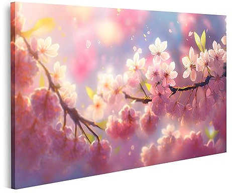 islandburner Tableau sur Toile Fleurs De Sakura Fleur De Cerisier Rose Branche De Printemps Pétales Délicats Th Cadre Affiche Poster Murale Tableaux