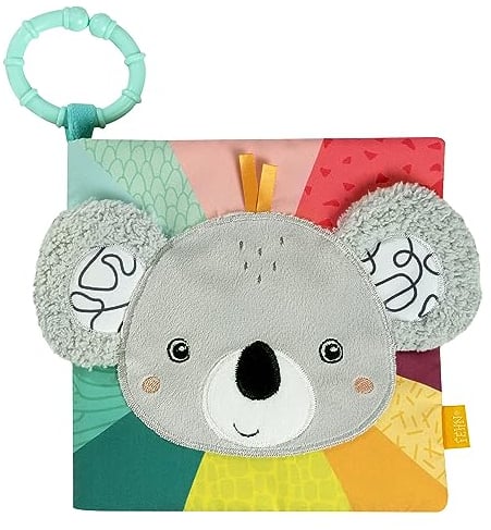 Fehn Stoffbuch Baby Koala - Baby Fühlbuch aus Stoff - Babyspielzeug Buch mit Quietsche, Rassel und Raschelpapier- Babybuch mit Befestigungsring - Stoff Buch für Babys und Kleinkinder ab 3+ Monaten