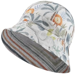 Sterntaler Safarihut Dschungel - Kopfbedeckung mit UV 50+ - Unisex Kinder Hut aus weicher Baumwolle - Kinder Sonnenhut gefüttert mit Bio -Batist für optimalen Sonnenschutz - weiß, 53