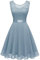 Berylove Damen Spitzenkleid Cocktailkleid Kurzes Konfirmationskleid Floral Spitze Festlich Brautjungfernkleider BLP7005NC Grey Blue 2XL