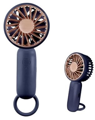 Jsdoin Mini Handheld Fan, Powerful Desk Fan with Buckle, Cute Design 3 Speed Personal Small Portable, Lightweight Makeup Rechargeable USB Fan for Stylish Girl Women Men Indoor Outdoor (Blue)