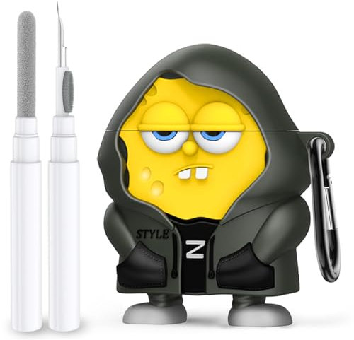 Cute Cartoon Character Cases for AirPods Case Cover with Cleaner kit,3D Kawaii for AirPod 2/1,Funny Cool Silicone Apple AirPods 2nd 1st Generation Charging Case with Keychain for Women Girl Boy