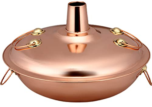 OUTPFTS Cucina Calda in Rame Vecchio Stile u, Cucina Calda Shabu per La Casa u Cucina per Zuppiera A Fondo Piatto Addensato in Acciaio Inossidabile u per Cene di Famiglia Campeggio All'aperto,32cm